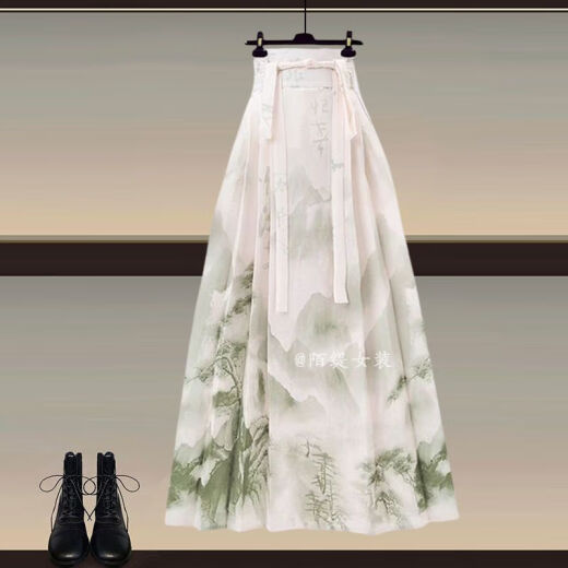 GTYUWVG薄荷绿曼波风新中式汉服上衣连衣裙女2025春夏新款国风马面裙套装 汉服上衣+1289粉色马面裙两件套 3XL  建议160-180斤