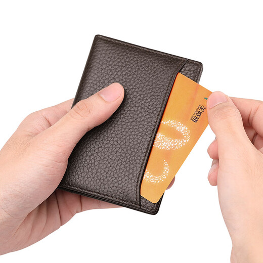 Williampolo Kartenbeutel für Männer Mini Echtes Leder Ultra-dünn kleiner Zertifikatbeutel Führerschein Lederhülle High-End-Kartenclip Geburtstagsgeschenk Schwarz [Top-Layer-Cowide-Genuine Leder]