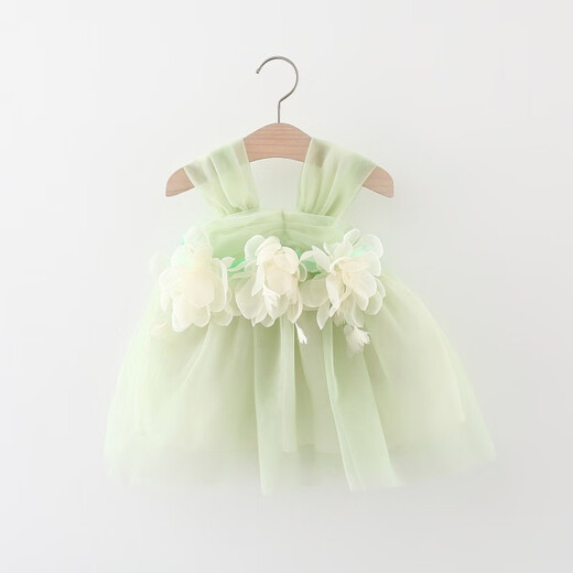 Luanquexiang one-year-old girl's clothing children's clothing girls summer suspender dress vacation dress children's baby flower fairy dress light green one-year-old girl's clothing 73 CM