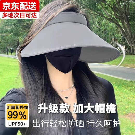 Demi Anissa sun protection hat for women summer large brim face-covering sun hat anti-UV outdoor cycling hollow top sun hat dark gray - streamer windproof rope one size (hat girth is adjustable)