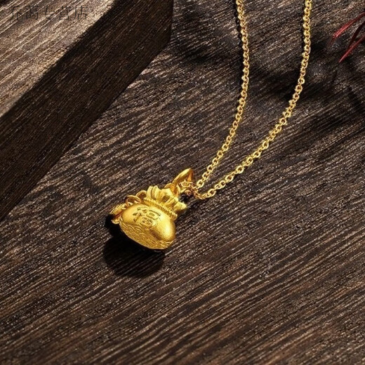 Chuji old phoenix gold gold gold bag 999 pure silver ancient method blessing bag pendant women's coin blessing brand necklace new transfer braided version
