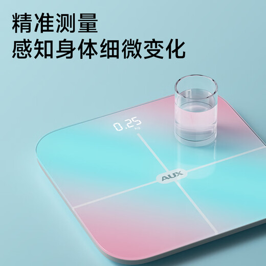 奥克斯智能体脂秤 家用健康秤人体秤电子秤高精度 81项数据APP分析 塑形减脂炫彩充电 
