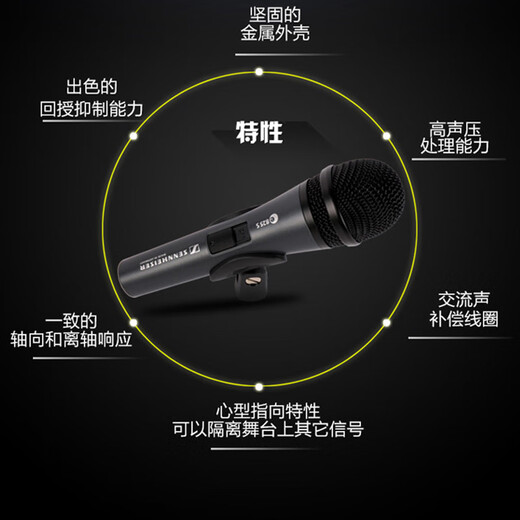 森海塞尔（SENNHEISER）E825S 专业直播动圈麦克风主播演讲唱歌话筒 E825S+卡农母转6.35(3米)