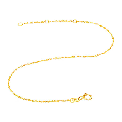 Chow Tai Sang 18K gold bracelet sparkling water ripple bracelet plain chain colored gold chain birthday gift for girls about 0.35g