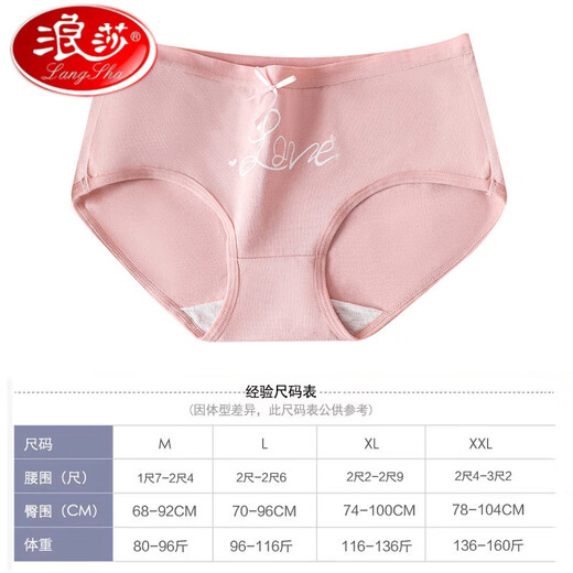 浪莎（LangSha）轻奢5条盒装纯棉学生性感内裤女全棉档中腰棉质大码三角裤头 1585可爱碎花款 M 160【80-96斤】
