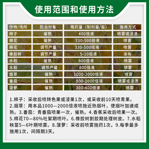 Guoguang ethephon ripening agent banana tomato persimmon rice cotton tobacco rubber tree growth regulator 100g