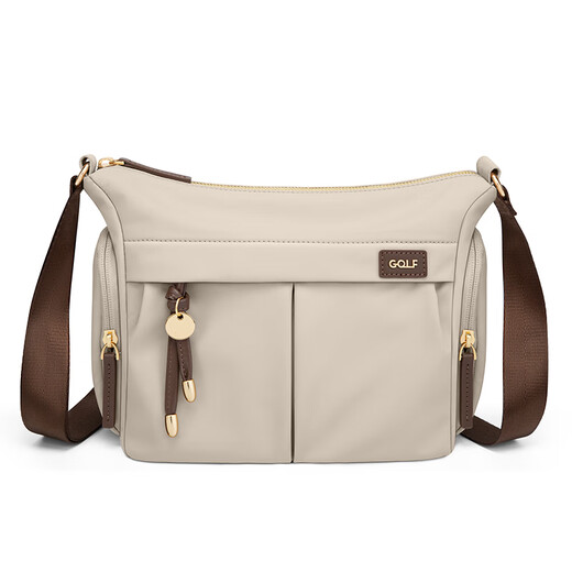Golf (GOLF) crossbody bag for women 2025 new spring and summer versatile casual large capacity shoulder bag feel Oxford cloth women's bag nut apricot