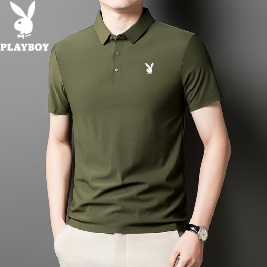 花花公子（PLAYBOY）2025新款夏季短袖POLO衫男冰丝无痕免烫商务休闲半袖薄款男士T恤 12358海绿 XL （125-140斤）