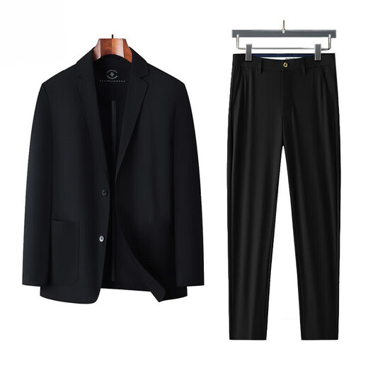ROMON Ice Silk Suit Men's Summer Draped No-Iron Business Casual Thin Ice Silk Small Suit Jacket Men's Casual 2310-623 Navy Suit + trousers trousers size can be specified 180C m/XL