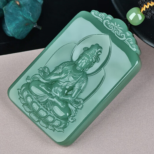 可玉可求新年礼物 收藏孤品和田碧玉观音吊坠 寓意平安顺遂 亲朋好友礼物 莲花观音 M9896z
