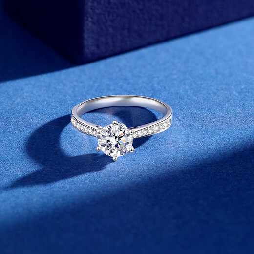 IDC Henan artificially cultivated diamond 18K gold diamond ring Starlight six-claw wedding platinum 1 carat ring engagement Valentine's Day PT950 platinum D color/VVS/NGIC certificate 30 points heavy gold version