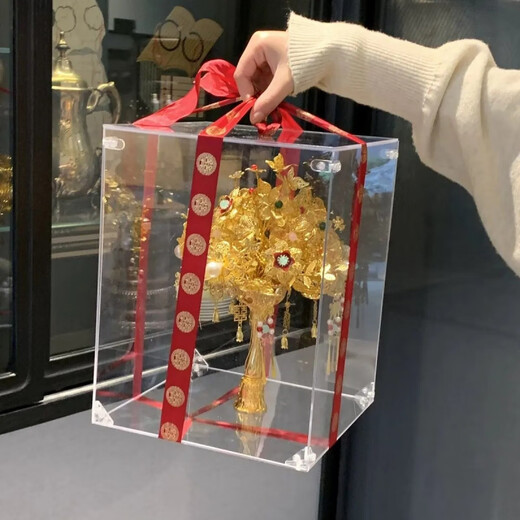 [News in summer] Bride wedding bouquet gift wedding DIY golden newlywed Xiuhe girlfriend Golden branch jade leaves (finished product + transparent and handbag)