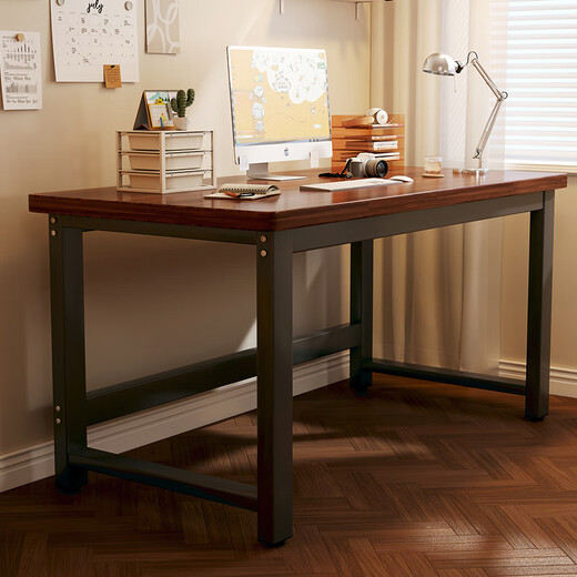 New appearance computer desk eSports desk home desk desktop desk study table writing desk bedroom long table XZ26 12MM thickened 100*60CM-Dream walnut color