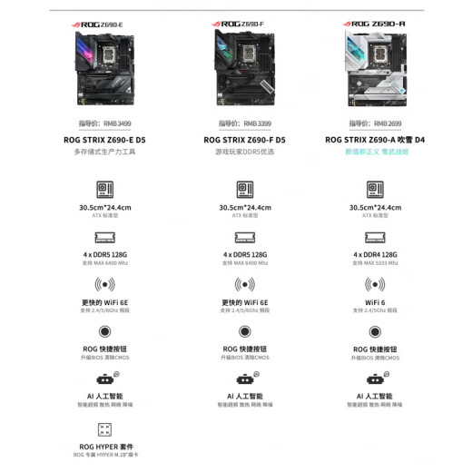 
ASUS ROG STRIX Z690-A GAMING new desktop white motherboard supports D4 D5 13700KF new unopened D4 three-year joint insurance