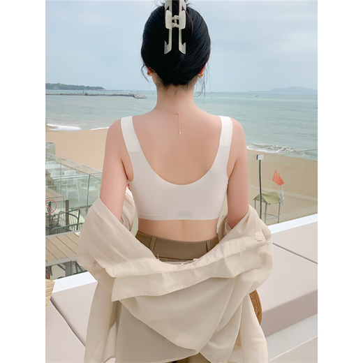 无痕美背内衣女小胸聚拢无钢圈胸罩果冻条软支撑防下垂收副乳文胸 黑色 均码 F （80-110斤）