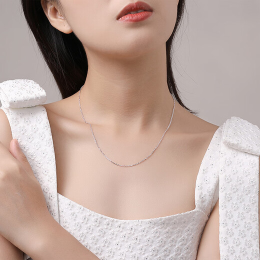 Saturday Fortune S925 silver necklace for women without pendant O-shaped clavicle chain birthday gift BY057445 45cm