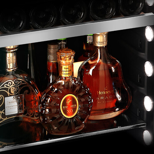 PULADI Arc Intelligent Frequency Conversion Double Door Double Temperature Red Wine Cabinet Constant Temperature Home Living Room Refrigerator Office Tea Retro Villa President Embedded Commercial Display Fresh Cabinet WIFI Retro Integrated Double Door Ice Bar + Wine Cabinet/Black Mirror 490L