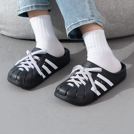 阿迪达斯 （adidas）男鞋女鞋 秋季新款洞洞鞋勃肯鞋透气运动休闲鞋外穿凉拖鞋 JH9848/黑色 46