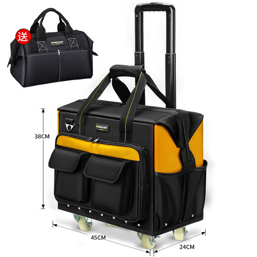 Sailoto 1214 trolley tool box woodworking extra large extra thick durable wear-resistant tool bag large wheel portable large trolley tool box metal bottom strap tool bag