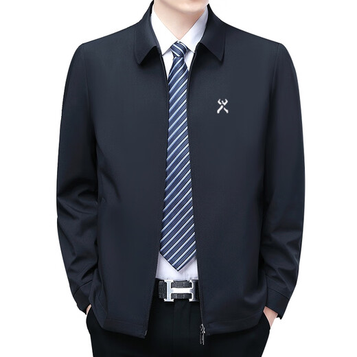 Jinba Bureau Executive Jacket Business Men's Formal Wear Leader Middle-aged Cadres Spring and Autumn Lapel Jacket Navy Blue 2XL 185 Suitable for 155-170 Jin Jin is equal to 0.5 kg