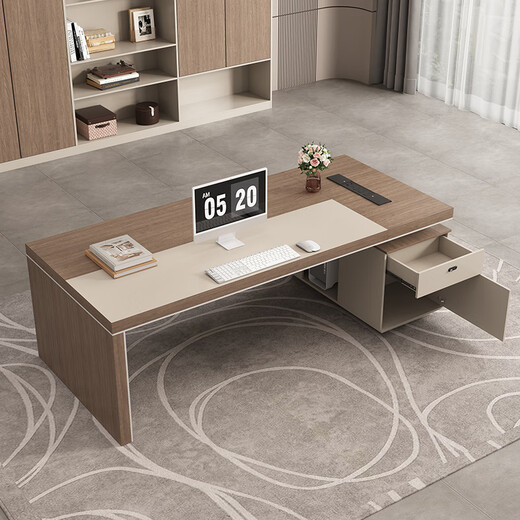 Guiqiu desk boss desk simple modern single financial desk supervisor manager desk fashionable study computer desk and chair combination 1.8m short cabinet boss desk + 2.4m file cabinet