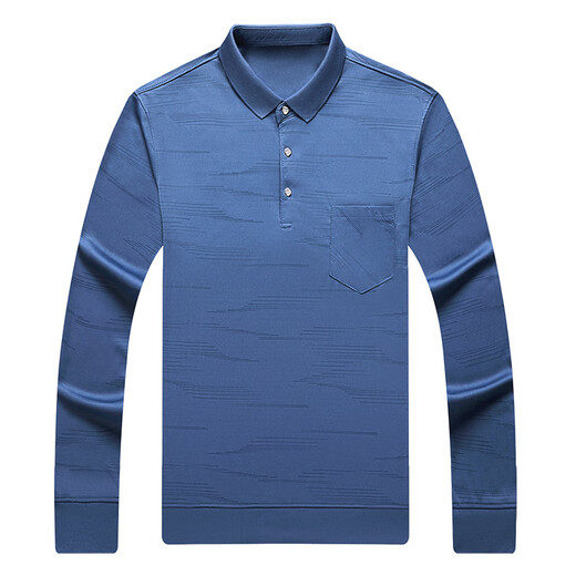 Modal T-Shirt Herren-Langarm-Eisdünnstil Business Casual Striped Revers Herbst-Top-Feder- und Herbst-Polo-Hemd 753 Wave Blue XL 175135-155jin [Jin entspricht 0,5 kg]