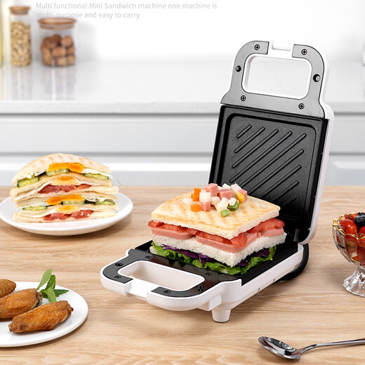 YWZR sandwich machine, breakfast machine, household light food machine, frying machine, multi-function heating toast press toaster, pearl white