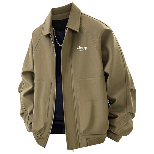 Jeep Spirit 1941 Estd Jeep Jacke Herren Frühlings- und Herbstjacke Casual Einfacher vielseitiges, komfortabler Fashion Revers Top Solid Color Work Jacke Schwarz M (vorgeschlagen 90-125 Jin [Jin ist gleich 0,5 kg])