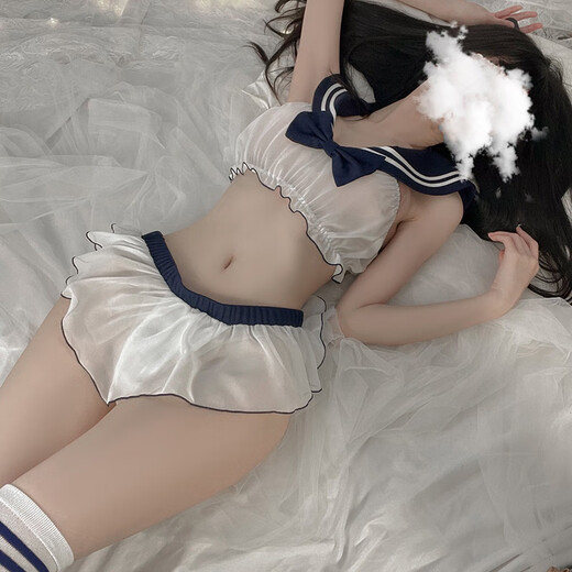 Want to try underwear for women, high-end sexy suspender nightgown, lace panties, 2024 hot fashion couple pajamas set, campus uniform, tube top + crotchless panties, one size fits all, 80-120Jin Jin is equal to 0.5 kg