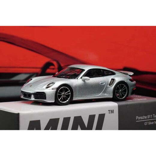 Mini GT Car Model 1:64 Porsche 911 Modèle de voiture en alliage Silver Turbo S [1/64 MINIGT Modèle complet # 695 Donnez une boîte de protection pour animaux de compagnie et de petits cadeaux