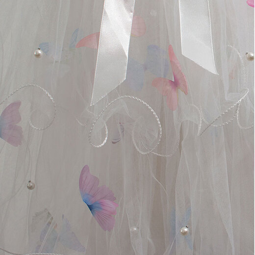 Jingli Jingda Veil Proposal Proposal Bridal Headwear Photo Confession Registration Puffing Veil Decoration White Veil Children's Veil Colorful Butterfly Veil Hair Comb