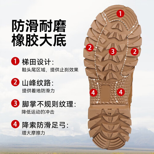 际华三五一三新式棕色作战靴作战鞋超轻防滑侧拉链训练靴沙漠高帮户外登山鞋男 棕色21作战鞋【标准】 42 【260】两双鞋垫