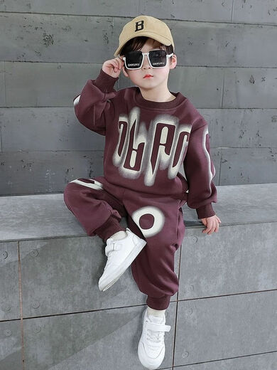
G. DUCKKIDS boys spring and autumn sweatshirt set for children's spring clothes, fashionable and handsome spring long clothes, sports two-piece set, purple spring and autumn two-piece set, 14066Jin[Jin equals 0.5 kg], within 140 cm, equal to 140 cm, equal size