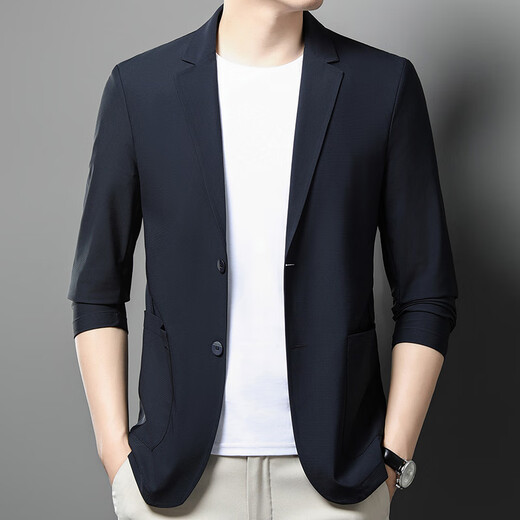才子官方旗舰店男士西服冰丝防晒衣2025新款夏季商务休闲轻薄外套男装 深灰色 M