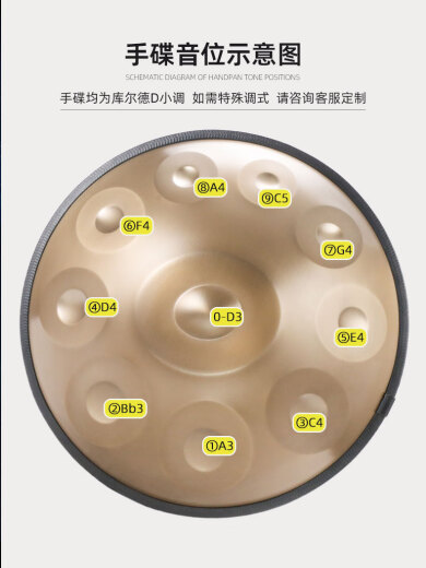 白龙吟Handpan手碟鼓乐器D小调打击乐器入门级初学专业手碟9音10音12音 金色 10音【进阶款】