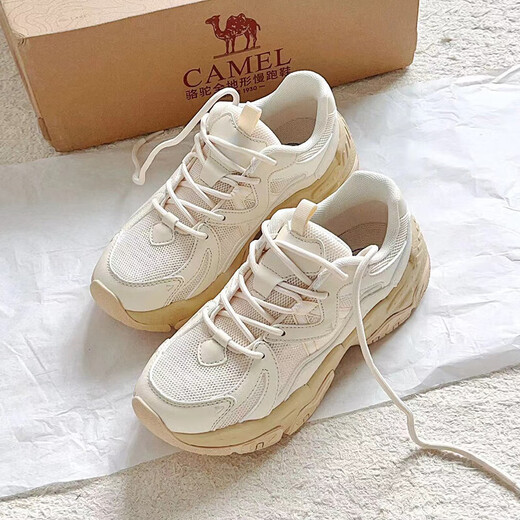 Camel (Camel) Retro Daddy Women's Zapatos Sombridos Sports Inventuales Higidos K24B09L7022 Beige/Primer Blancanieves 37