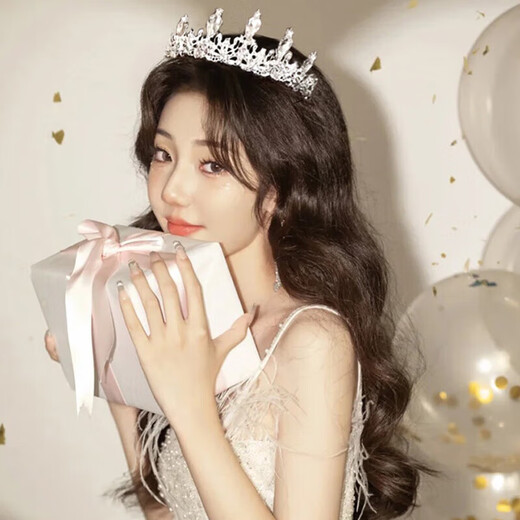 This piece of sea crown tiara children's hair accessories hairband proposal crown birthday gift bride crown crystal tiara crown tiara (five diamonds)