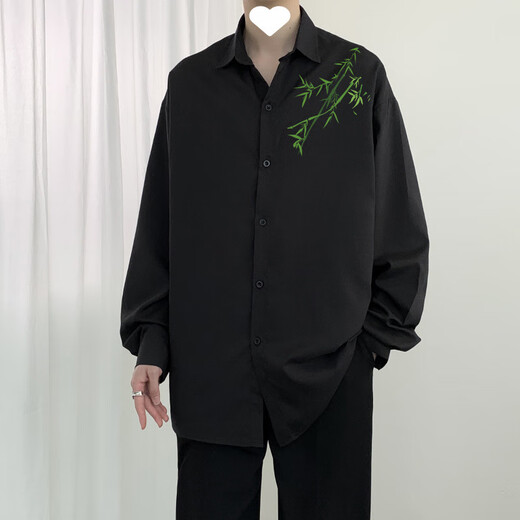 Fhhuabd nueva camisa china primavera y otoño se vean guapos de gran tamaño gran pulgada tendencia nacional bambú camisa casual estampada chaqueta 1105# camisa de hierro gratis de hierro gratis 9xl [290-320Jin [Jin equivale a 0.5 kg]]]