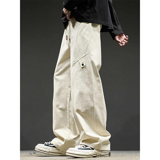 Katuchi American Retro Sauthoue pour hommes en printemps et en été pantalon droit en vrac drapé pantalon décontracté au sol