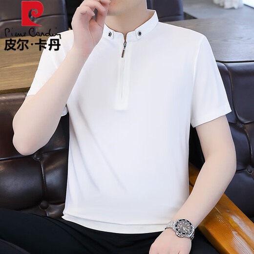 
Pierre cardin solid color half-zipper polo shirt men's short-sleeved summer ice silk thin stand collar T-shirt 2025 new half-sleeved T-shirt 9921 green 3XL (about 150-170 Jin [Jin equals 0.5 kg] wearable)