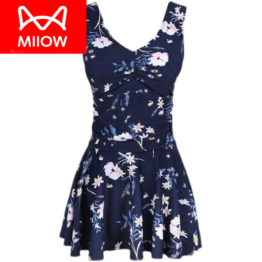 猫人（MiiOW）妈妈泳衣女遮肚显瘦保守游泳衣温泉大码分体2025年新款中老年泳装 12605藏蓝分体 L (建议85-110斤)