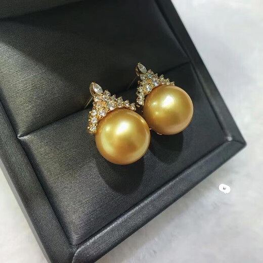 DRJEFUN925 silver South Sea gold bead pendant clavicle chain female ice and snow queen Reba pearl pendant deep sea Australian mother-of-pearl temperament goddess 12mm ice and snow queen gold bead earrings