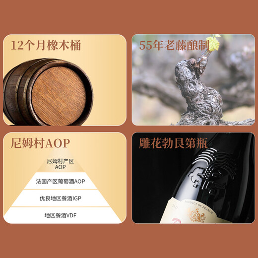 朗克鲁酒庄都德精选干红葡萄酒 法国原瓶进口尼姆丘村庄级AOP红酒 750ml 750ml*2+醒酒器*1+酒杯*2