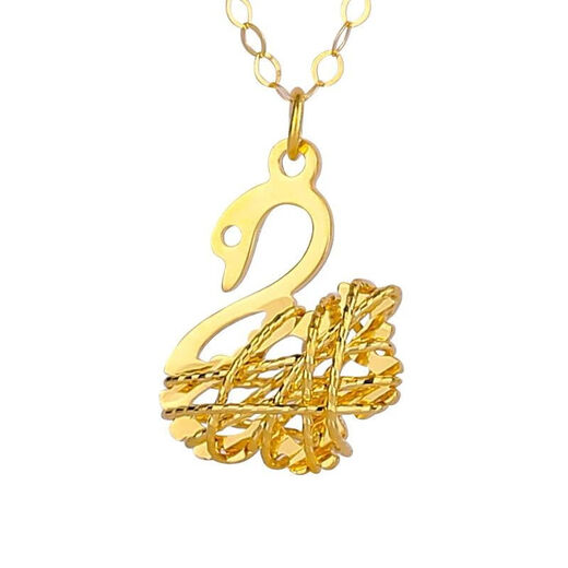 Puli 18K gold pendant rose gold hollow swan clavicle chain 18K gold yellow color gold necklace set chain necklace for girlfriend 18K yellow swan set chain