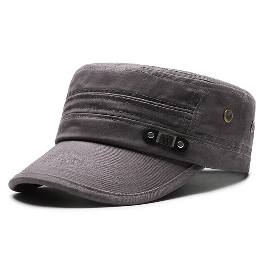 Korean style hat men's flat top cotton single hat FS outdoor leisure mesh fishing four seasons travel casual hat black adjustable