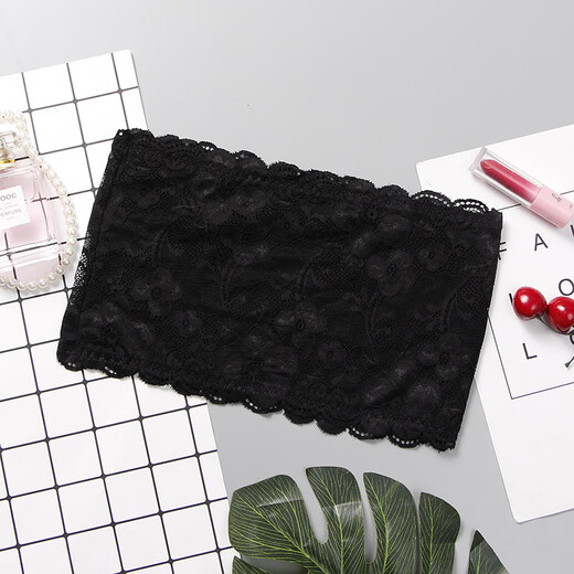 Women's lace thin one-piece bra wrap bottoming tube top girl bust anti-exposure vest underwear back lace black one size
