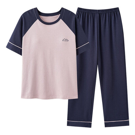 含蕊睡衣棉短袖带胸垫可外穿家居服男女 13601男 180 XL