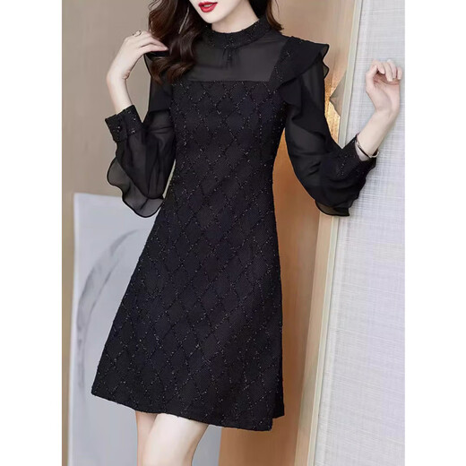 FHHUABD French Hepburn style little black dress spring 2025 new high-end lady style banquet dress holiday dress black 3937 slim version L 105-115Jin Jin equals 0.5 kg