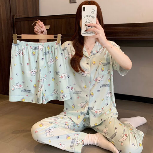 S.SOFEA泰国短袖睡衣三件套女款春夏季卡通印花家居服量大 14129#【三件套】 170 M