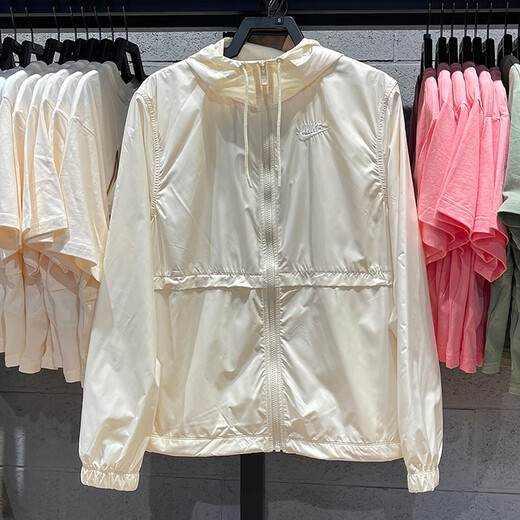 耐克（NIKE） 外套女装秋季新款运动服梭织防风连帽上衣夹克DM6180-010 DM6180-113米黄 S